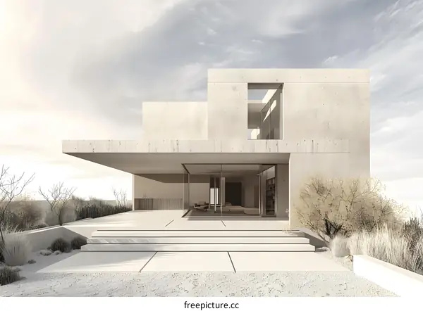 Modern Concrete House Design With Minimalist Exterior
