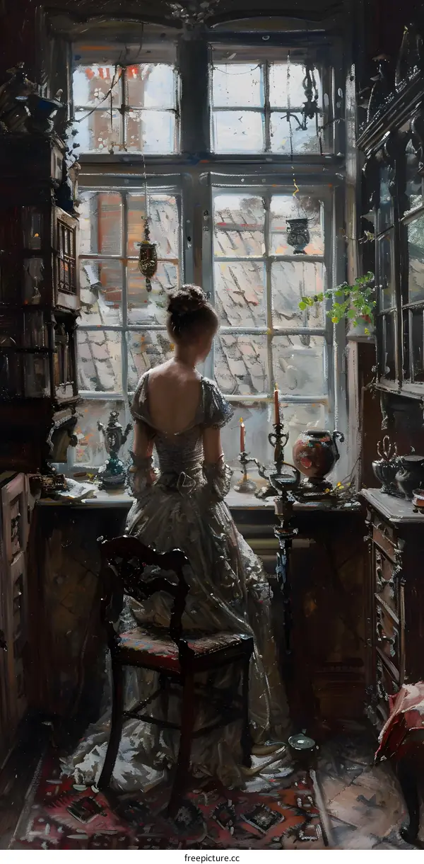 elegant woman standing in front of the window