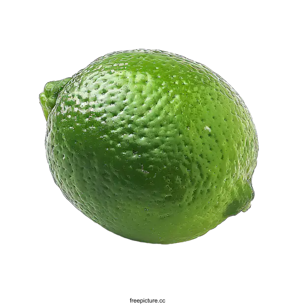 [Transparent Background PNG]A single green lime on a white background