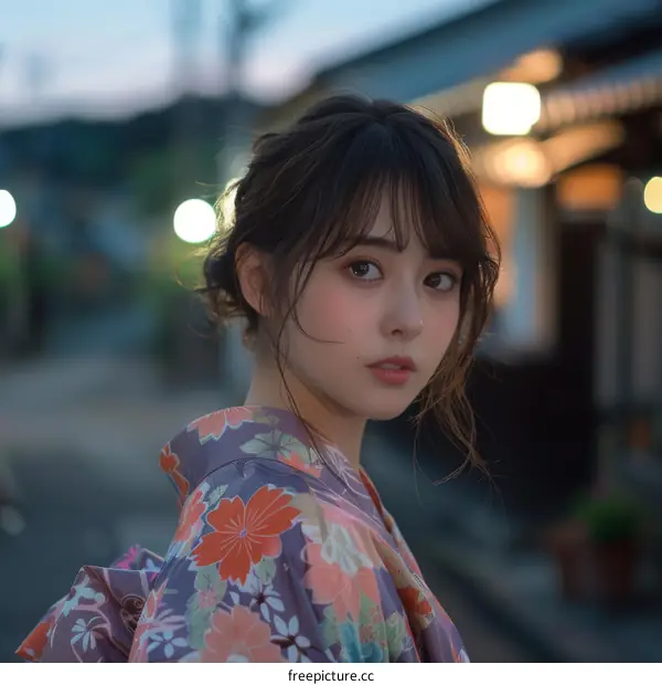 Asian Woman in Traditional Japanese Dress