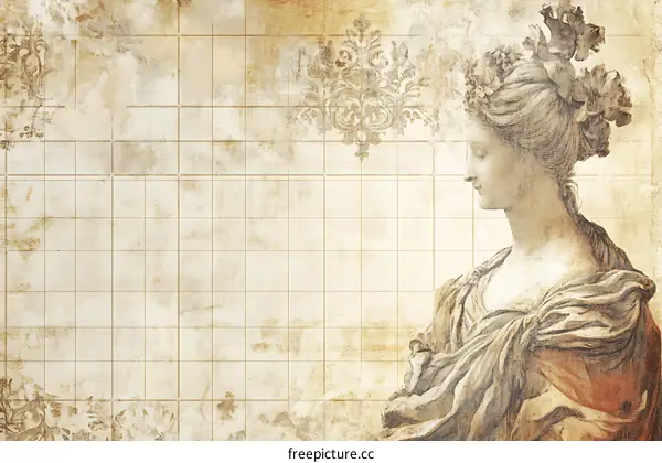 Vintage Grid Background with Woman Portrait