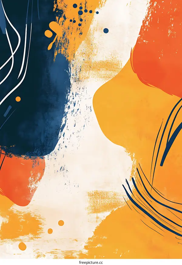 Abstract Art Background with Orange, Yellow, and Blue