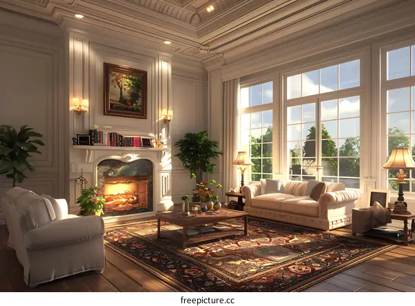 Living room with fireplace