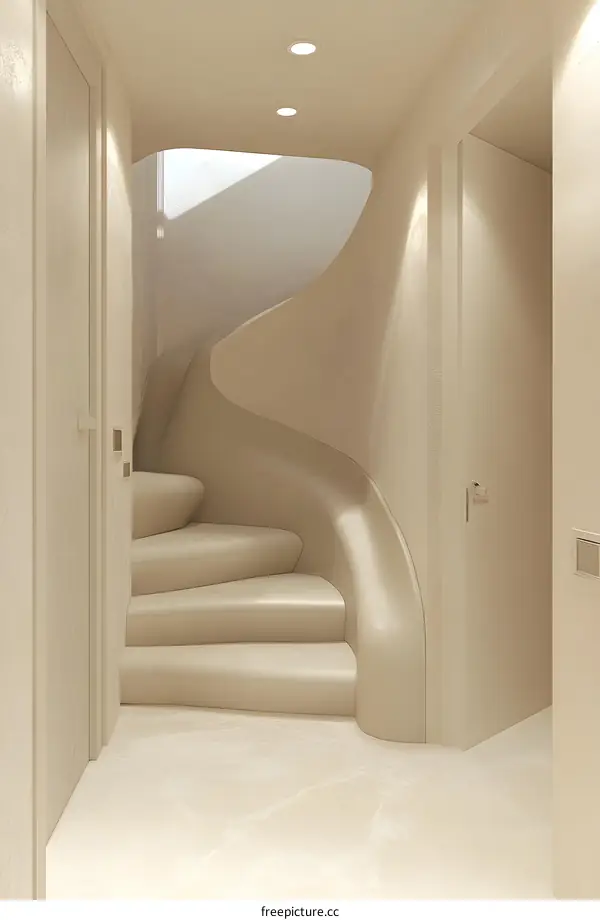 Modern Minimalist Staircase Design in Beige