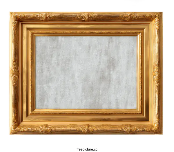 [Transparent Background PNG]Golden Antique Picture Frame