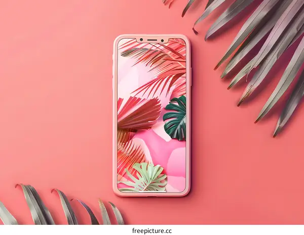 Tropical Leaves Phone Screen Summer Background