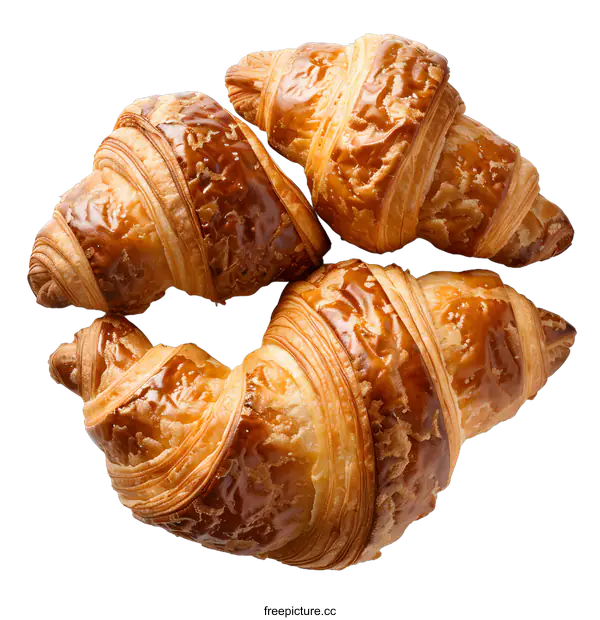 [Transparent Background PNG]Freshly Baked Croissants on White Background
