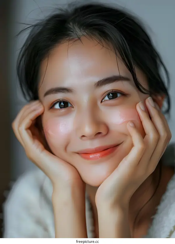 Close Up Portrait of Smiling Young Asian Woman