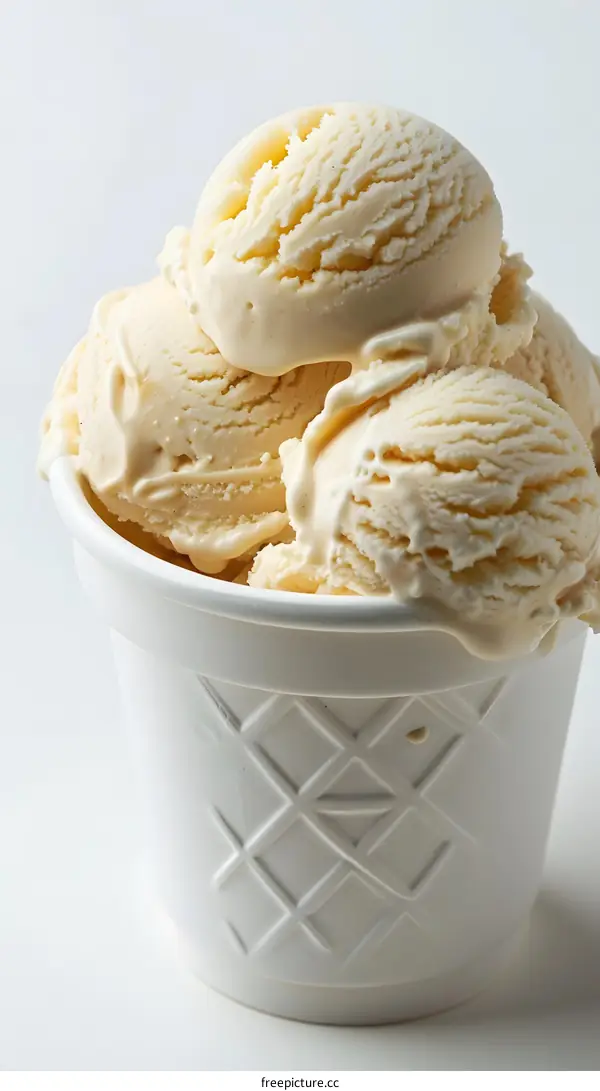 Scoops of Vanilla Ice Cream in a Cup