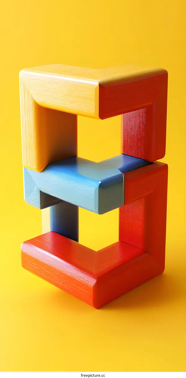 Abstract Colorful Wooden Frame Geometric Shapes