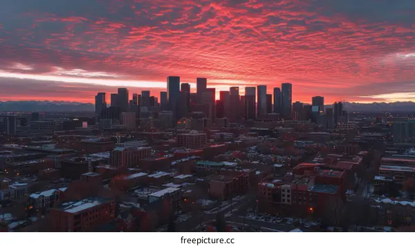 Denver skyline at sunset