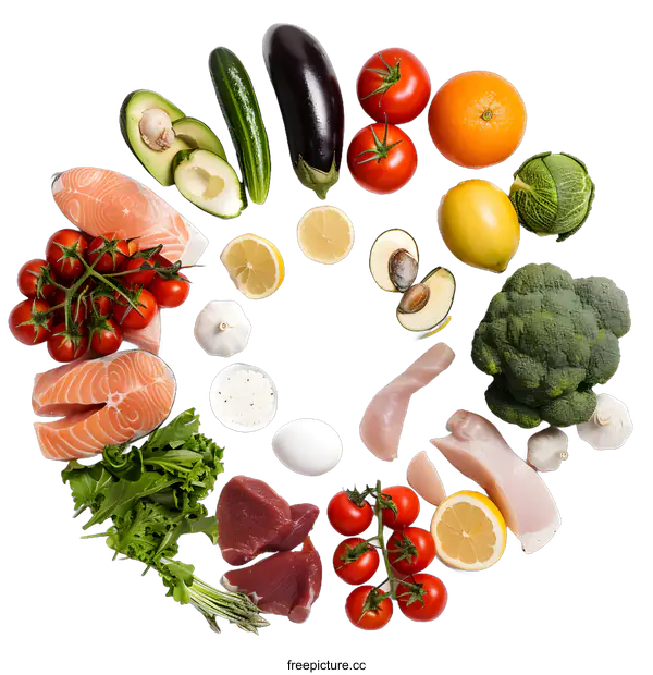 [Transparent Background PNG]Healthy Food Circle with Variety of Ingredients
