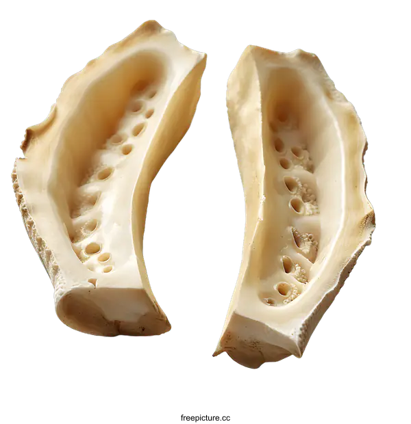 [Transparent Background PNG]Two halves of a cuttlefish bone on white background