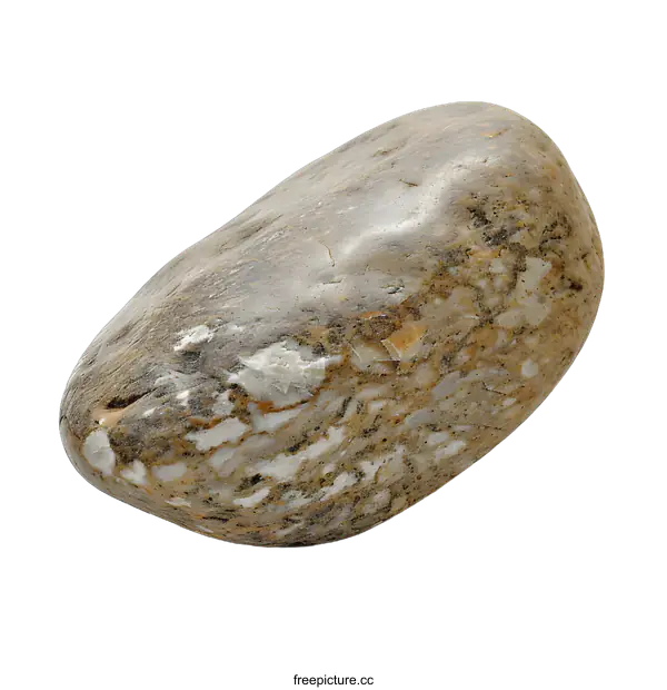 [Transparent Background PNG]Close Up of a Smooth River Rock on White Background