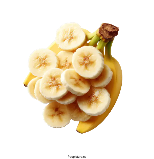 [Transparent Background PNG]Sliced Bananas on a White Background