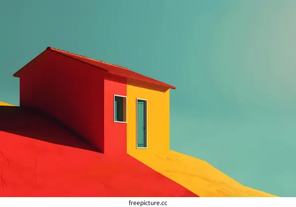 Minimalist House with Red and Yellow Walls