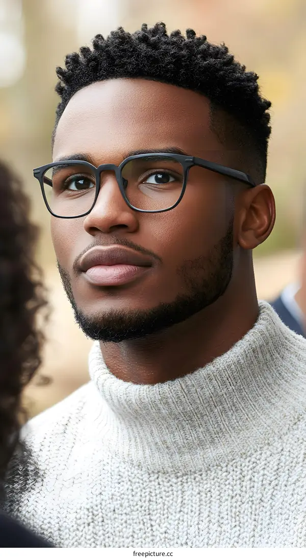 Portrait of a Young Man Wearing Glasses