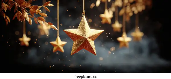 Golden Stars Christmas Decoration Background