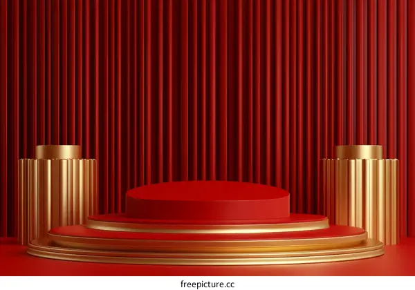 Red and Gold Geometric Product Display