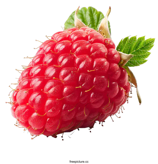 [Transparent Background PNG]single red raspberry on white background
