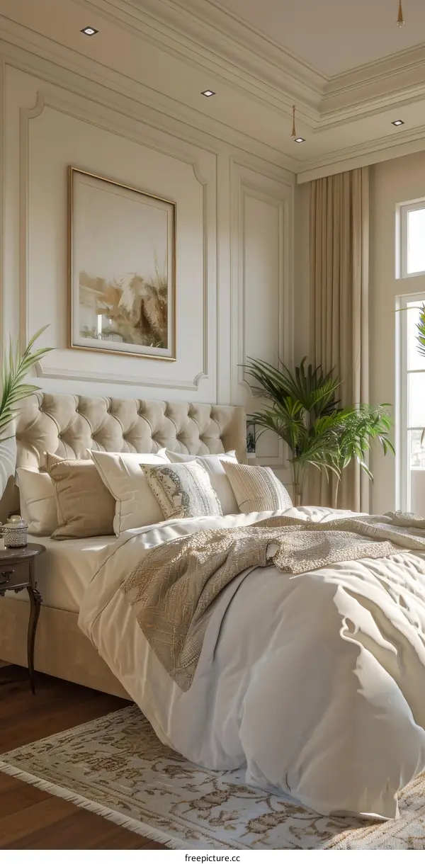 Elegant Beige Bedroom Interior Design