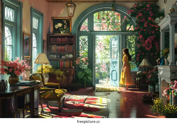 girl standing in a beautiful living room