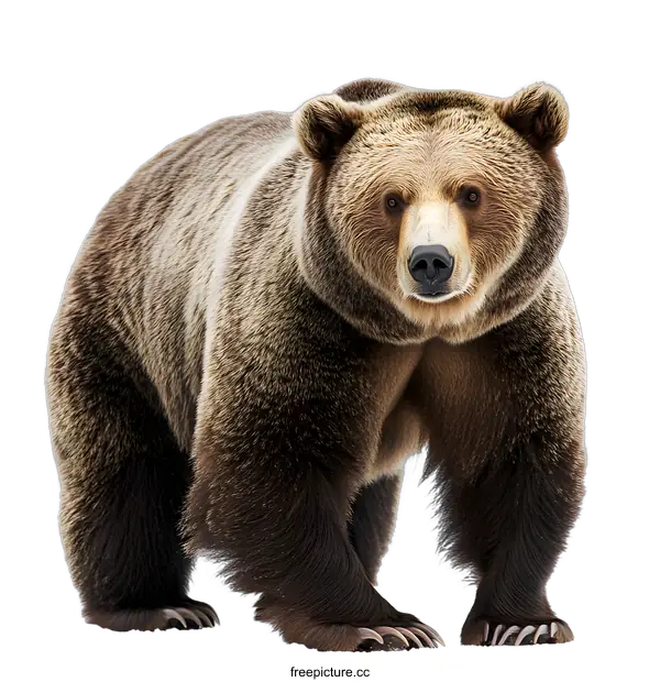 [Transparent Background PNG]Brown Bear Standing on Snow Background