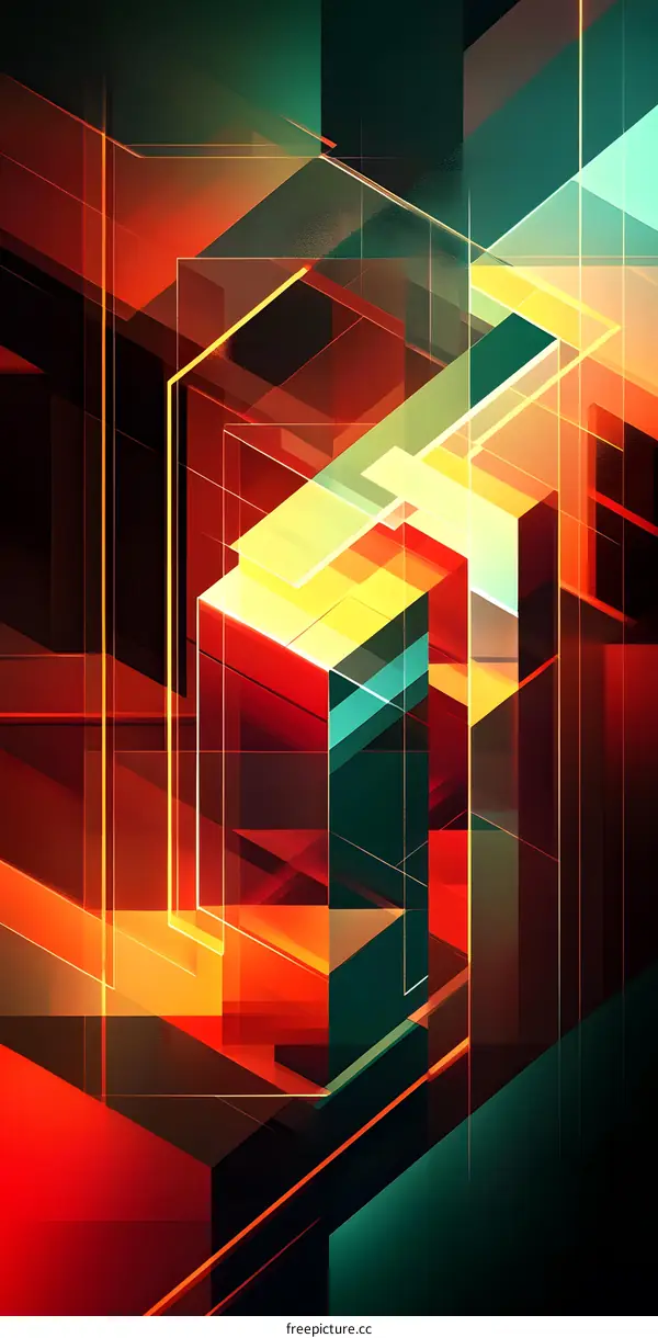 Abstract Geometric Background with Red, Orange, Yellow, Green, and Black