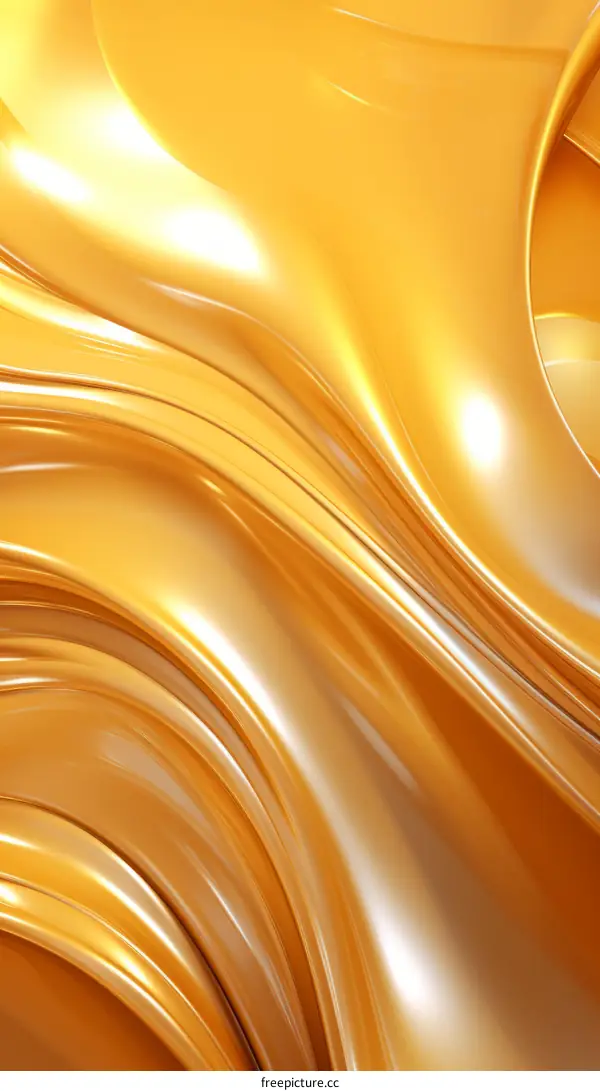 Liquid Gold Surface with Waves and Ripples - 3D Rendering