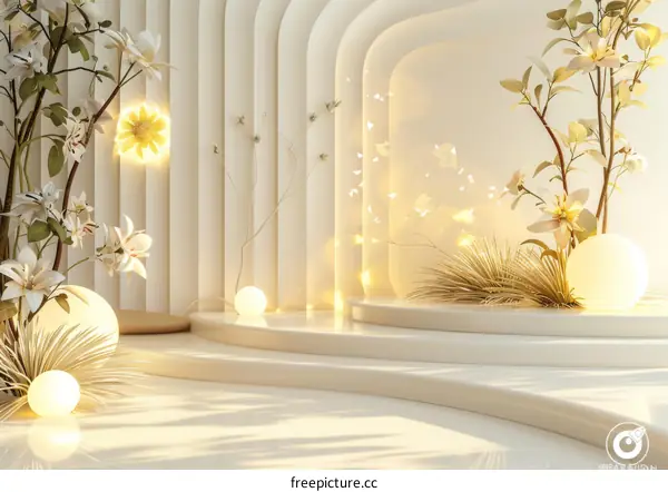 Elegant Floral Stage Setting Illustration