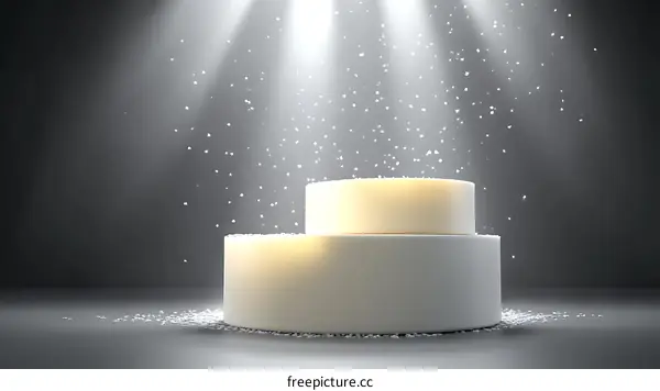 Elegant White Stage Podium with Sparkling Effect