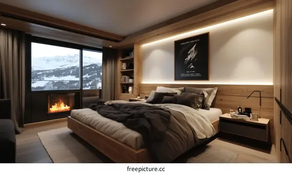 Modern Alpine Luxury Bedroom Illustration