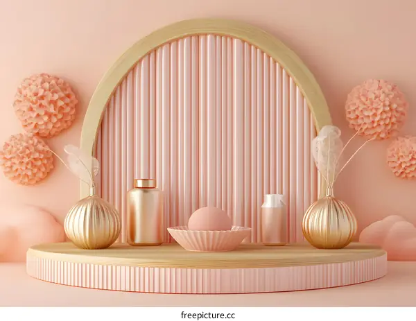 Pink and Gold 3D Minimalist Product Display Background