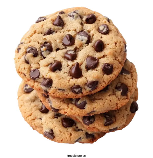 [Transparent Background PNG]Delicious Stack of Chocolate Chip Cookies