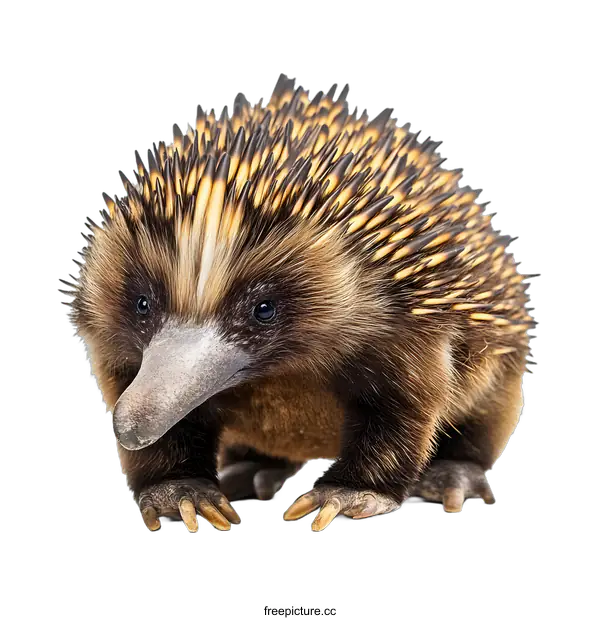 [Transparent Background PNG]Echidna with Spikes Standing on White Background