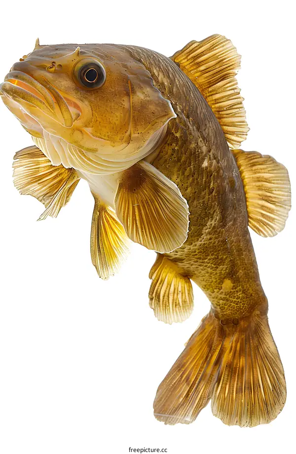 Golden Fish on White Background