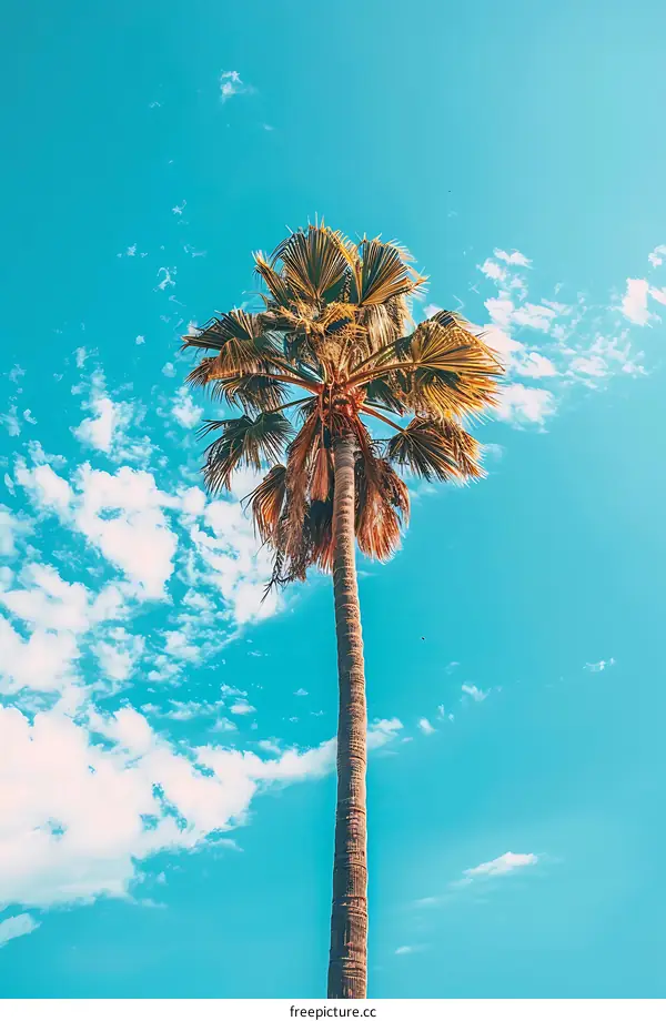 Tall Palm Tree Against Blue Sky