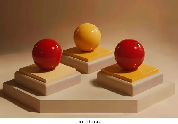 Abstract Composition with Yellow and Red Balls