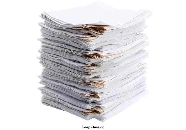 [Transparent Background PNG]High Stack of Blank Papers
