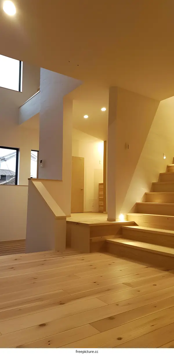 Modern Home Interior Design With Wooden Stairs