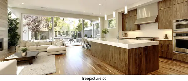 Modern Open-Plan Kitchen and Living Area Design