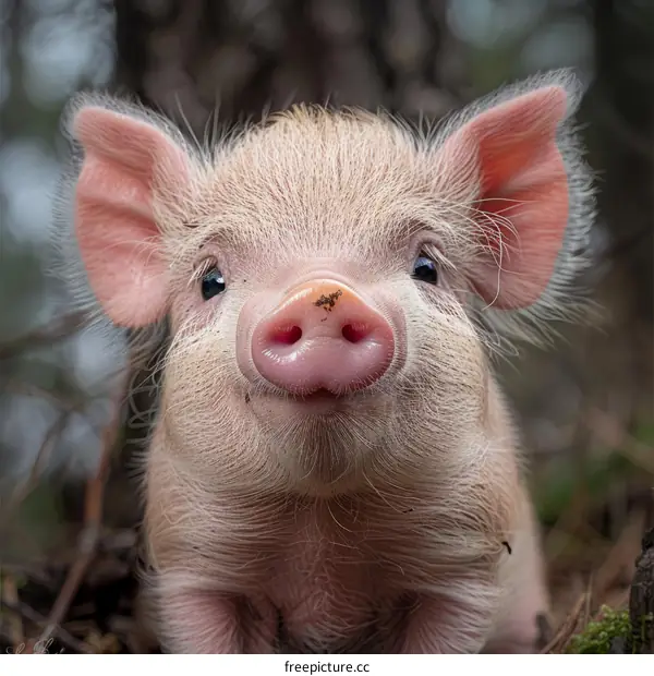 Adorable Pink Piglet with Cute Snout