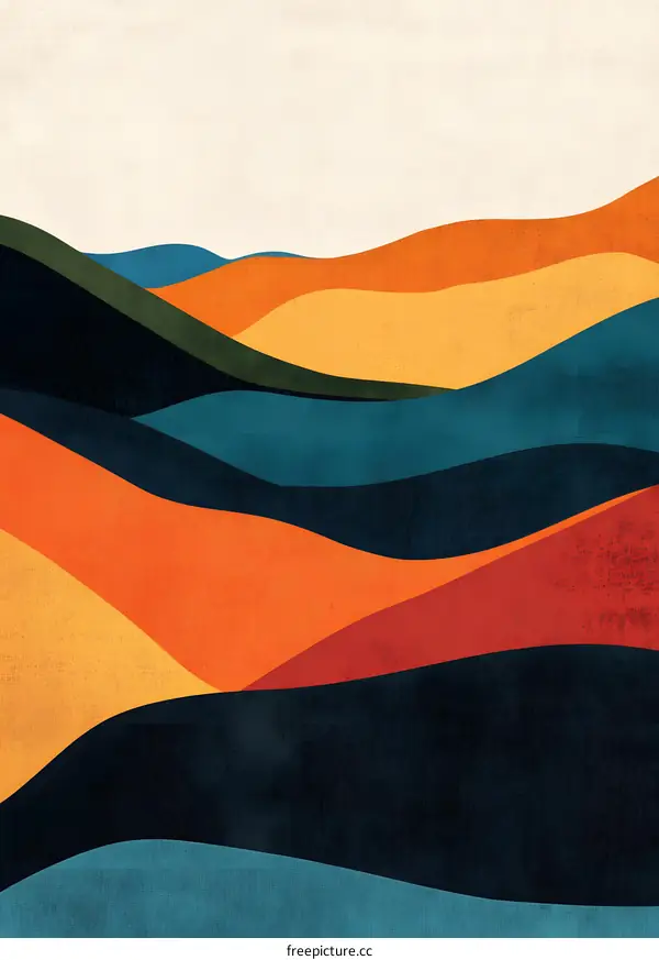 Abstract Minimalist Wavy Landscape Art Print