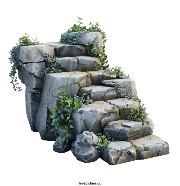 [Transparent Background PNG]Stone Steps with Vines