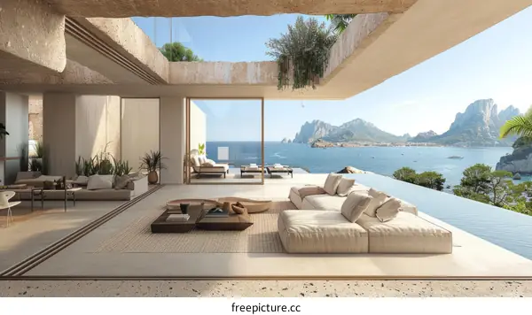 Modern luxury villa with infinity pool and stunning Mediterranean sea view