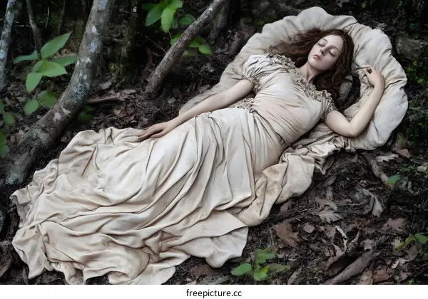 Sleeping Beauty Statue in the Forest