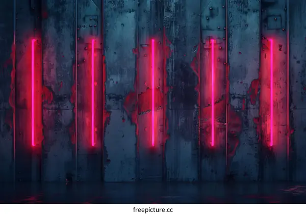 Pink neon lights in a dark room