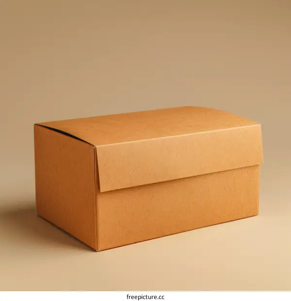 Brown cardboard box on brown background