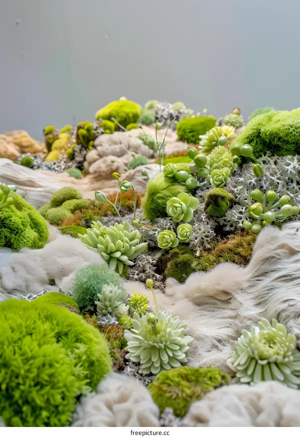 Green Moss and Succulents Landscape
