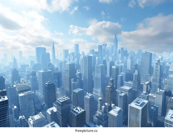 Metropolis with Towering Glass and Steel Skyscrapers